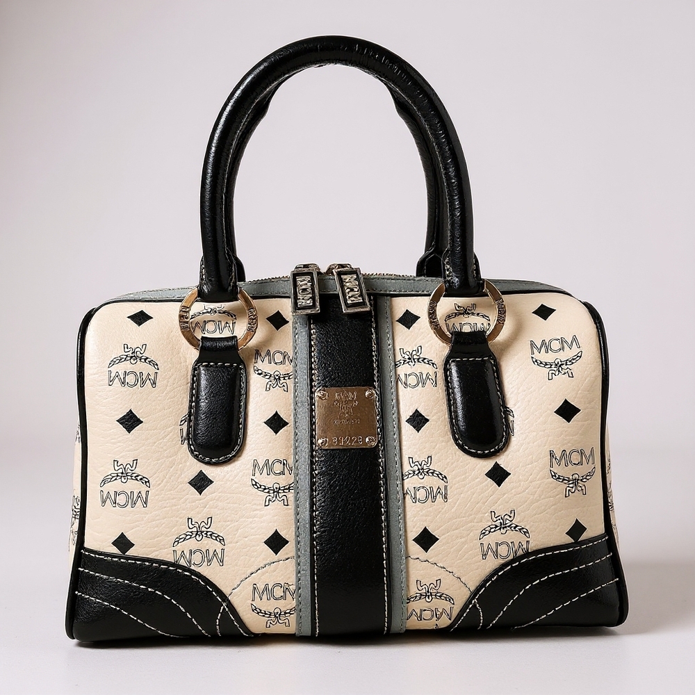MCM Boston Bag - White And Black